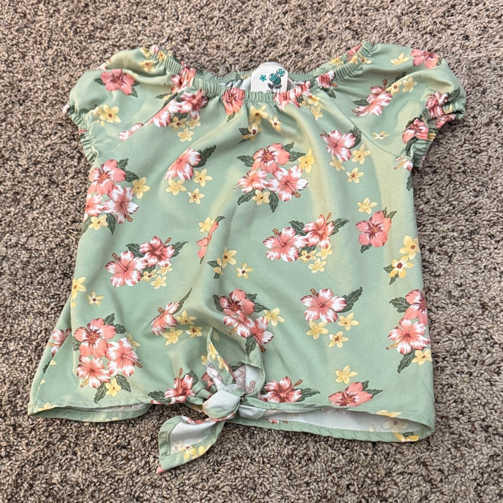 Lily Bleu Floral Green girls Top size 5 NWT